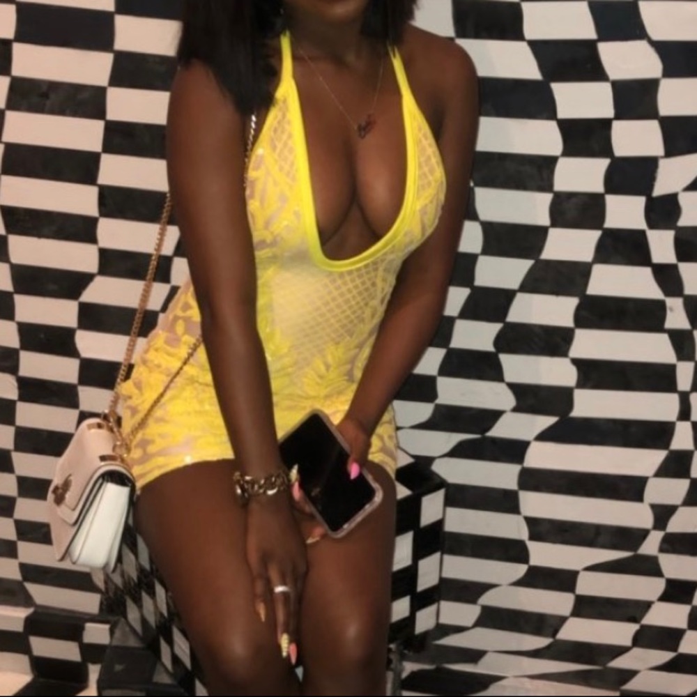 Custom Yellow sequin dress